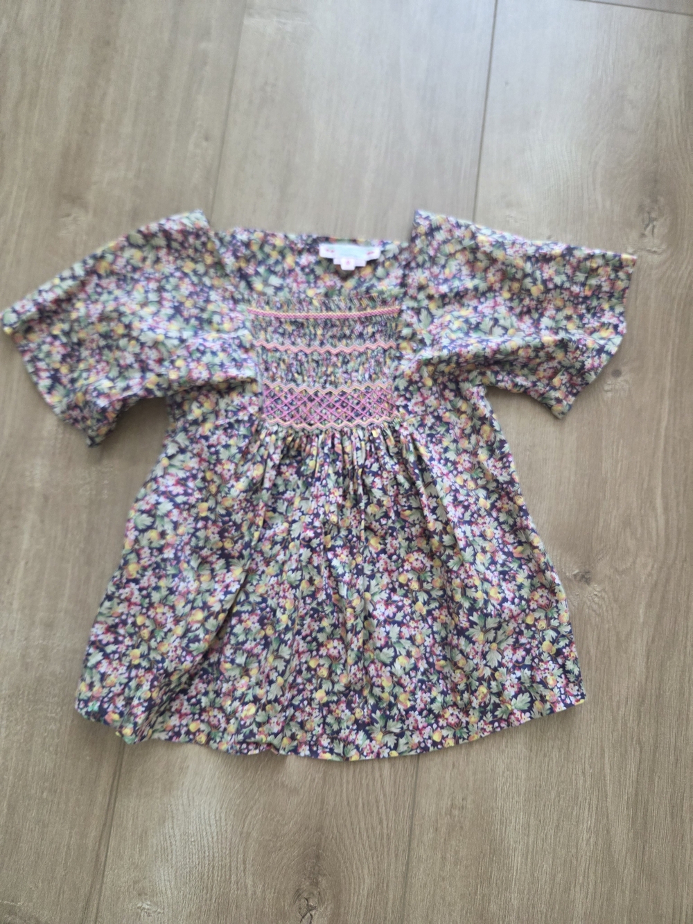 Bonpoint Floral Smocked Blouse - Pink, Yellow, Purple, Green